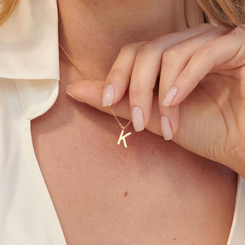 Initial Necklace Women 14k Gold Plated Dainty Alphabet A-Z Gift - Picture 3 of 6